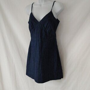 100% COTTON DARK DENIM, MINI SUNDRESS